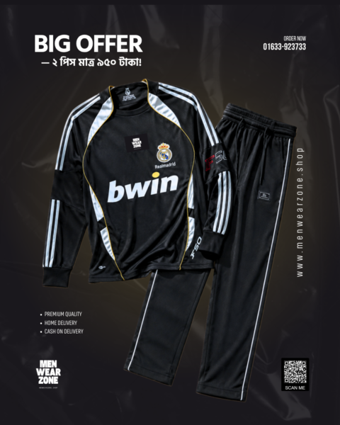 Real Madrid Retro Kit Full Sleeve White Jersey + White Joggers Combo | MenWearZone